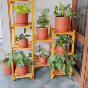 Handcrafted Sage Terracotta Planters <b>Set</b> of 4 for Indoor Outdoor Balcony Terrace Garden Home Décor Rustic <b>Clay</b> Flower Pots - Product Image 5