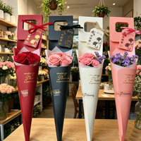Boîte à fleurs Xiyu Rose |   Boîte d'emballage florale à tige unique pour portage à la main |   Boîte en papier élégante pour bouquets de roses fraîches