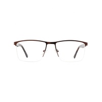 Nuevo Modelo de Alta Calidad, Montura de Gafas Ópticas de Metal Unisex con Media Montura y Diseño de Moda con Logotipo Personalizado, SENSE 93616-1, Ligero
