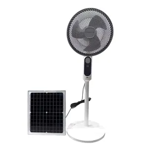 High quality 30w solar rechargeable fans air cooler standing fan with solar panel for outdoor activities