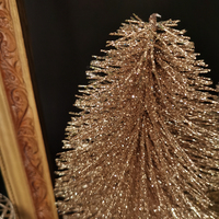 Pohon Natal Mini Plastik Berkualitas Tinggi SSSFLOWERS Bunga Buatan 27CM Dekorasi Meja dengan Hiasan Tinsel