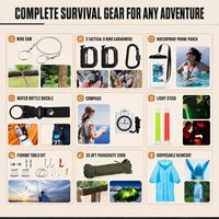 Trousse de premiers secours tactique de survie 250 pièces, sac de rangement en toile/nylon compatible MOLLE, poignée en fibre de verre, durable, légère, pour situations d'urgence