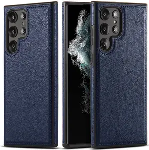 Lederen Mobiele Telefoon Hoesje Voor Samsung Galaxy S24 S22 Ultra S23 Plus Pu Lederen Backcover
