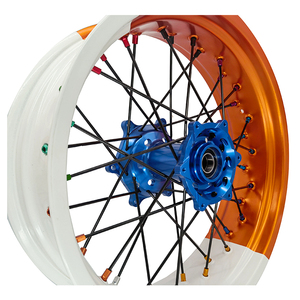 Juego de Ruedas Supermoto Bicolor Blanco y Naranja para Motocicleta, Juego de Ruedas <span class=keywords><strong>Supermotard</strong></span> para <span class=keywords><strong>KTM</strong></span> EXC SXF <span class=keywords><strong>SX</strong></span> - Product Image 3