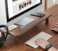 Support de Moniteur Simple en Noyer Massif Personnalisé pour Bureau, Rehausseur de Bureau Démontable avec Étagère de Rangement/Table Basse/Présentoir