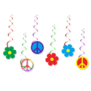 Vintage Hippie 1960s festa di compleanno decorazione bandiera alzando palloncino a nido d'ape Set all'ingrosso - Product Image 2