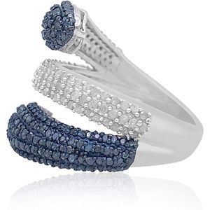 Anillo de Plata de Ley Jewelspaark con Diamantes Naturales Blancos y Azules de 1.62 Quilates para Mujer, Talla 5 de EE. UU. - Product Image 2