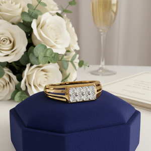 Excellente bague de mariage pour hommes en diamant rond véritable 0.30TCW pour vêtements de mariage - Product Image 3