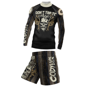 Mock Design collo senza stampa GYM top Custom Bjj <span class=keywords><strong>Rash</strong></span> Guard Jiu Jitsu Nogi Set per gli uomini traspirante <span class=keywords><strong>Rash</strong></span> Guard senza Gi Set - Product Image 2