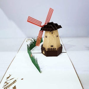 Carte de vœux 3D pour enfants, moulin à vent hollandais créatif, sculpture sur papier 3D rétro, <span class=keywords><strong>film</strong></span> architectural 3D, carte de vœux <span class=keywords><strong>gay</strong></span> pour enfants - Product Image 4