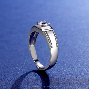 남자 약혼 반지 0.5ct 1ct 6.5mm 다이아몬드 웨딩 실버 moissanite 반지 - Product Image 3