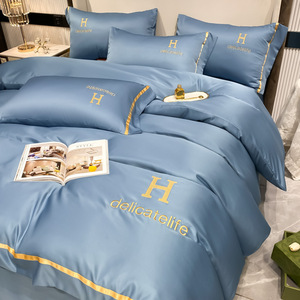 新款绣花欧式奢华洗丝被子床罩4件套床单 - Product Image 2