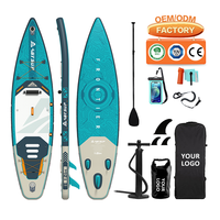 Planche à pagaie gonflable de taille personnalisée d'usine 12 'x 34 "SUP pour 2 + 1 personnes/planches à pagaie amicales pour débutants en famille