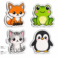 Aimant de réfrigérateur personnalisé en acrylique, cochon mignon Kawaii dessiné à la main, découpe de 3 mm, support magnétique noir, vente en gros, décoration de réfrigérateur