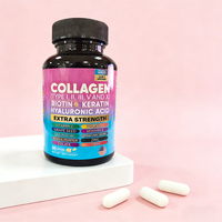 Pilules de collagène en peptides avec biotine, acide hyaluronique, vitamines et minéraux pour la peau, les cheveux, les ongles et le soutien des articulations, capsules végétaliennes OEM