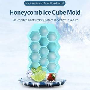 Silicone Ice Tray with Honeycomb Design Honeycomb-Shaped 13-Cavity Ice <b>Cube</b> Mold Ice <b>Cube</b> Making Tray - Product Image 2