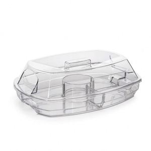 4 Compartment Transparent Lid Appetizers on Ice Tray With Lids Fruit <strong>Serving</strong> Trays Party Platters Ice Chilling Fruit Tray - Product Image 4