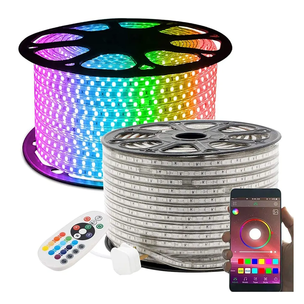 220V 110V Color Changing Strip LED Lights 5050 with Remote Control Waterproof RGB Luces LED for Room Home Party Bedroom