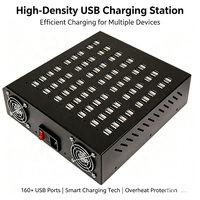 Station de charge USB multiple 800W, chargeur USB rapide 160 ports avec interrupteur d'alimentation, station de charge de bureau pour plusieurs appareils