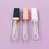 Tube de rouge à lèvres liquide personnalisé emballage cosmétique vide carré avec couvercle rabattable marque privée contenants de brillant à lèvres 5ml