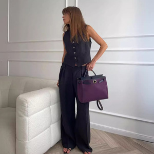 Ensemble deux pièces décontracté <span class=keywords><strong>gilet</strong></span> et pantalon moulant sans manches pour <span class=keywords><strong>femme</strong></span> – Nouvelle collection Printemps-Été - Product Image 4