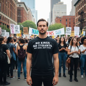 Camiseta No Kings No Tyrants Not Now Not Ever, camiseta promocional negra para hombre - Product Image 3