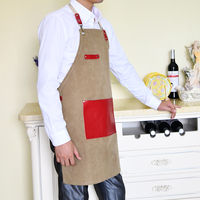 Ceinture bavoir en cuir poche tablier barista barman barbecue chef serveur uniforme