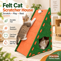 Vente en gros OEM Maison à chat en feutre, Triangle, Grotte pour chat, Rampe à gratter, Maison de jeu intérieure pour animaux de compagnie, Couleur, taille et emballage personnalisés