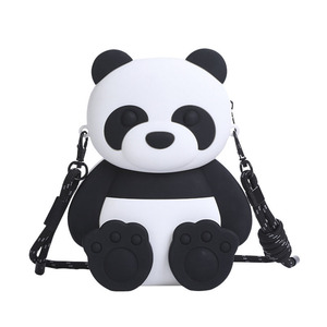 Silicone Waterproof Coin Purse Shoulder <strong>Bag</strong> with Zipper Closure Cartoon <strong>Panda</strong> Design for Kids Unisex Children's Handbag - Product Image 1
