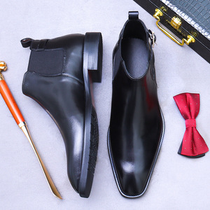 Bottes Chelsea montantes en cuir véritable pour hommes, style Oxford, pour le bureau, en <span class=keywords><strong>velours</strong></span>, de haute qualité, vente en gros - Product Image 2