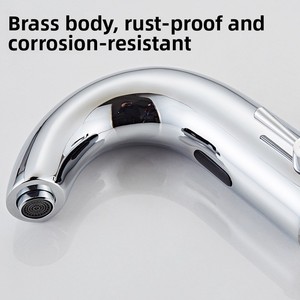 Grifo de Lavabo Inteligente <span class=keywords><strong>con</strong></span> <span class=keywords><strong>Sensor</strong></span> Infrarrojo Automático, Grifo Mezclador de Agua Fría y Caliente sin Contacto, Totalmente de Cobre, <span class=keywords><strong>para</strong></span> Baño - Product Image 3