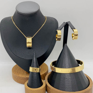 Classic Brand Jewelry Stainless Steel Nail Jewelry Necklace Earrings <strong>Bangle</strong> Ring 4pcs Jewelry <strong>Set</strong> - Product Image 1