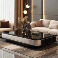 Table basse en pierre frittée noire, table d'appoint, style moderne minimaliste, luxe, rangement, durable, écologique, portable, salon