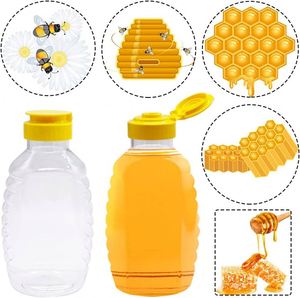 Hot Selling Newest <b>Honey</b> Bottle Squeeze Plastic <b>Honey</b> Dispenser Bottle 250ML/500ML with Screen Printing for Chocolate & Candy - Product Image 4