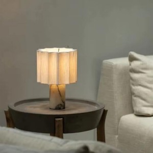 Modern Minimalist Marble Living Room Designer Creative Pleated Cloth <strong>Cover</strong> Bedroom <strong>Headboard</strong> bar Touch Decoration Table Lamp - Product Image 2