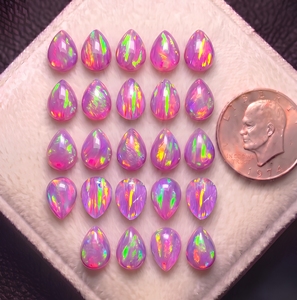 Cabujones de ópalo doblet Aura Brillante con juego de color rosa vibrante, cada piedra acabada a mano para uso en joyería, alta claridad, suaves. - Product Image 2