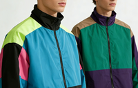 Blouson Bomber Coupe-Vent Sportif Vintage Respirant Imperméable en Toile Col Montant Homme Rétro Années 90 Colorblock Oversize Personnalisé