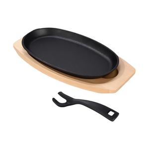 Piastra <span class=keywords><strong>in</strong></span> <span class=keywords><strong>Ghisa</strong></span> con Base <span class=keywords><strong>in</strong></span> Legno per Fajitas, Padella con Manico Rimovibile per Barbecue e Cucina Domestica - Product Image 2