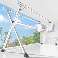 Poteau pliable en acier inoxydable debout séchage vêtement manteau tissu support tissu cintre