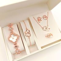 Ensemble de montres à quartz pour femmes, trèfle à quatre feuilles de luxe, bracelet tendance, montre-bracelet pour femmes, ensemble de bijoux, cadeau