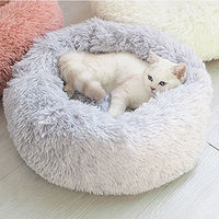 Coussin pour chien super doux au design personnalisé, rond, lavable, en peluche moelleuse, type donut, tapis en velours pour chien et chat, canapé pour chien, lit portable pour animaux de compagnie