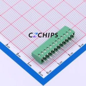 MX128-2.54-12P-GN01-Cu-Y-A Screw Terminal Block Through hole Component (THT),P=2.54mm Connector 1x12P 2.54mm Green Through Hole - Product Image 2