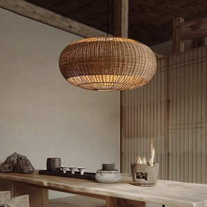 Rattan Chandelier Round Pendant <b>Light</b> 40 50 60 80cm Diameter E27 LED For <b>Dining</b> Room Living Room Bedroom Zen Style - Product Image 4