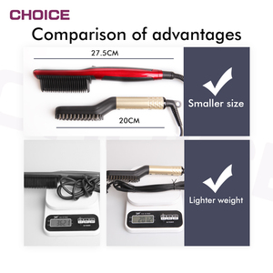 Spazzola per capelli personalizzata elettrica riscaldata da uomo spazzola per barba portatile Mini piastra per barba LED commercio Assurance ceramica 40W - Product Image 4