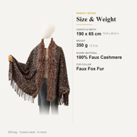 Écharpe-châle cadeau de Noël en fausse fourrure imprimé léopard 190x65cm 350g avec boîte cadeau, franges, châle chaud pour les fêtes, personnalisable, en stock