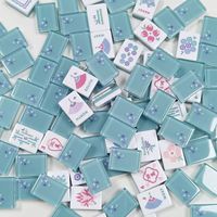 Desain Bunga Bergaya Ins dengan Latar Belakang Biru Segar, Ubin Mahjong Gaya Amerika Tiga Lapis Berukir Ganda dari Akrilik yang Dipoles Tangan.