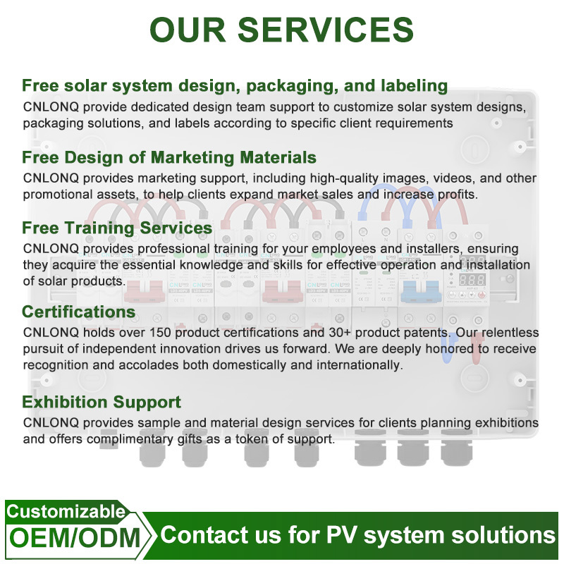 CNLONQ Factory DC+AC Solar PV Combiner Box DC500V 2in 2out AC230V 1in 1out IP65 MCB, SPD, Fuse and OUPA for Solar System · image 5