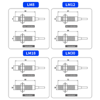 Sensor de Proximidad Inductivo LM8/LM12/LM18/LM30 M12, Sensor Metálico NPN/PNP de Dos Cables, Normalmente Abierto, 24V, Detección sin Contacto, 4mm