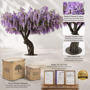 Árbol Artificial de Glicinia Azul Grande de 3m, Árbol Grande con Flores para Decoración del Hogar, Árbol Artificial de Flores Púrpuras para Interiores, Árboles Grandes para Restaurantes - Product Image 3