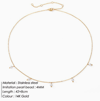 Collier pendentif en acier inoxydable plaqué or Woying avec imitation perle - Cadeau tendance pour femmes